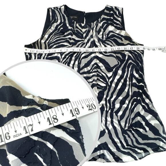 Sheer Chiffon Silk Animal Print Top 10 Sleeveless Office Neutral Mob Wife JNY - Picture 9 of 14